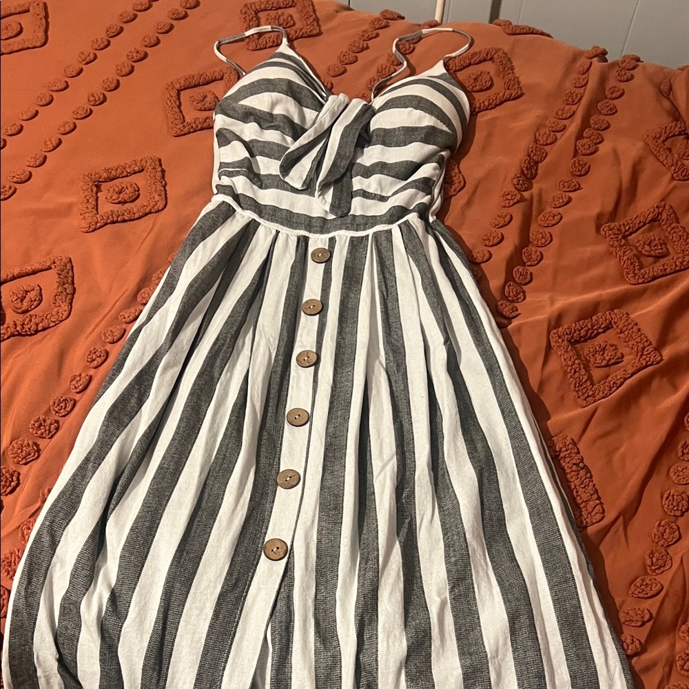 Collection B Striped Black and White Midi Dress